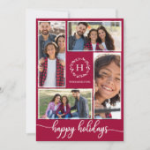 4 foto's collage monogram prettig kerstfeest kerst kaart (Voorkant)
