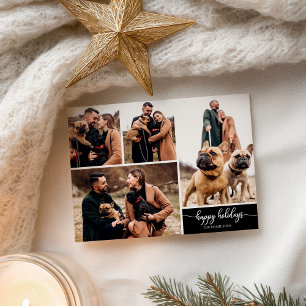 4 foto's collage prettig kerstfeest kerst zwart briefkaart