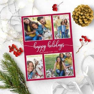 4 foto's collage prettig kerstfeest modern kerstmi briefkaart