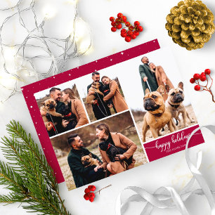 4 foto's collage prettige feestdagen modern kerstf kaart