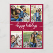 4 Foto's Collage Prettige feestdagen Moderne Kerst Briefkaart (Voorkant)
