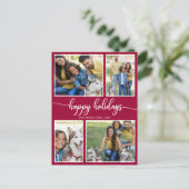 4 Foto's Collage Prettige feestdagen Moderne Kerst Briefkaart (Staand voorkant)