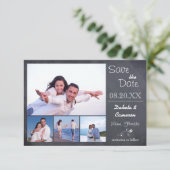 4 Foto's Collage Schoolbord - 3x5 Save the Date (Staand voorkant)