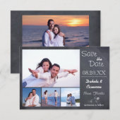 4 Foto's Collage Schoolbord - 3x5 Save the Date (Voorkant / Achterkant)