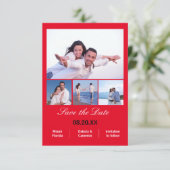 4 foto's collage verticaal - 3x5 rood save the dat date (Staand voorkant)