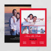4 foto's collage verticaal - 3x5 rood save the dat date (Voorkant / Achterkant)