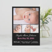 4 Foto's Collage Verticaal -Geboorteaankondiging Aankondiging (Staand voorkant)