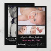 4 Foto's Collage Verticaal -Geboorteaankondiging Aankondiging (Voorkant / Achterkant)