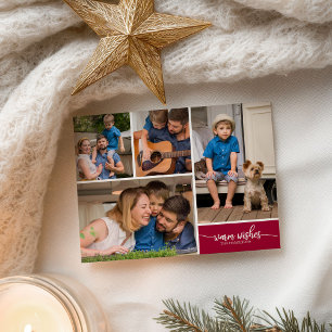 4 foto's collage warme wensen eenvoudig kerstfeest briefkaart