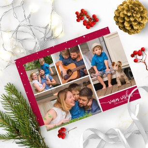 4 foto's collage warme wensen eenvoudig kerstfeest kaart