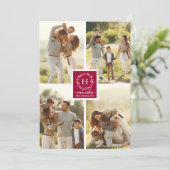 4 foto's collage warme wensen kerst monogram kaart (Staand voorkant)