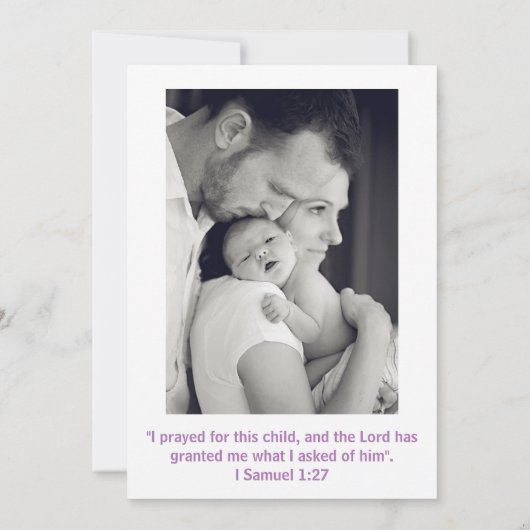 4 Foto's Collage Wit/Roze - Geboorteaankondiging Aankondiging (Achterkant)