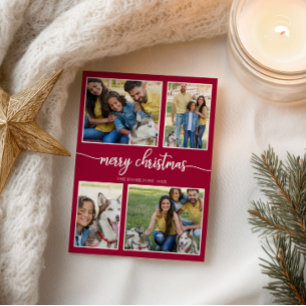 4 foto's Eenvoudige collage Vakantie Prettig kerst Briefkaart