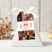 4 Foto's Elegante Bloemen Baby's Eerste Kerstmis Cadeaulabel