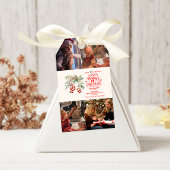 4 Foto's Elegante Bloemen Baby's Eerste Kerstmis Cadeaulabel