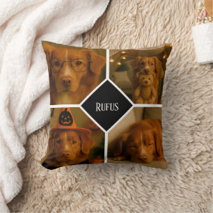 4 foto's en tekst gepersonaliseerd cadeau-idee kussen