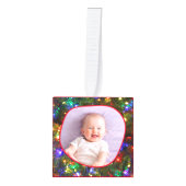 4 foto's familienaam Est. Bokeh kerstverlichting Decoratie (Voorkant)