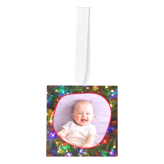 4 foto's familienaam Est. Bokeh kerstverlichting Decoratie (Voorkant)