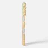 4 Foto's, Faux Brushed Gold Metal, Glitter, Naam Case-Mate iPhone Case (Achterkant / Rechts)