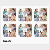 4 foto's fotocollage Vaderdag Vierkante Sticker (Vel)