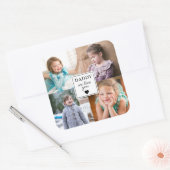 4 foto's fotocollage Vaderdag Vierkante Sticker (Envelop)