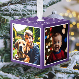 4 foto's gepersonaliseerd kerstcadeau paars decoratie