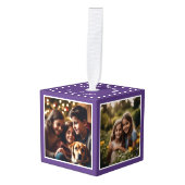 4 foto's gepersonaliseerd kerstcadeau paars decoratie (Voorkant hoekig)