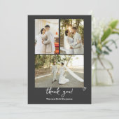 4 foto's gepersonaliseerde bruiloft bedankkaart (Staand voorkant)
