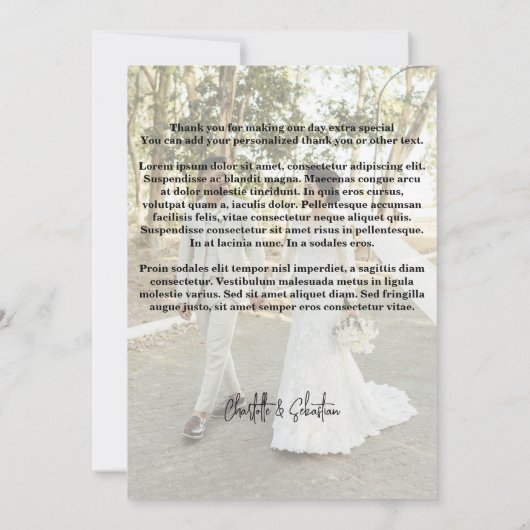 4 foto's gepersonaliseerde bruiloft met bericht bedankkaart (Achterkant)