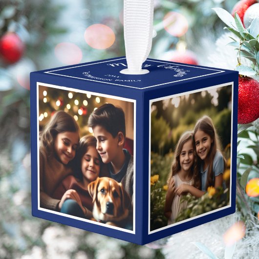 4 Foto's Gepersonaliseerde kerst Keepsake Donkerbl Decoratie