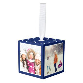 4 Foto's Gepersonaliseerde kerst Keepsake Donkerbl Decoratie (Voorkant hoekig)