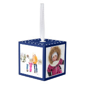 4 Foto's Gepersonaliseerde kerst Keepsake Donkerbl Decoratie (Achter hoekig)