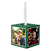 4 Foto's Gepersonaliseerde kerst Keepsake Groen Decoratie (Achter hoekig)