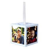 4 Foto's Gepersonaliseerde kerst Keepsake Ice Blue Decoratie (Achter hoekig)