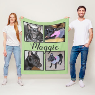 4 Foto's Green Fleece Dog Blanket Deken