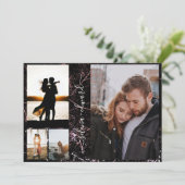 4 Foto's Grid Gold Shining Glitter Script Weddensc Kaart (Staand voorkant)