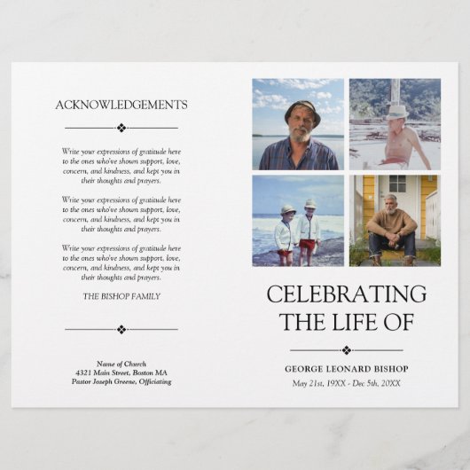 4 Foto's Herdenkingsdienst Funeral Program (Voorkant)