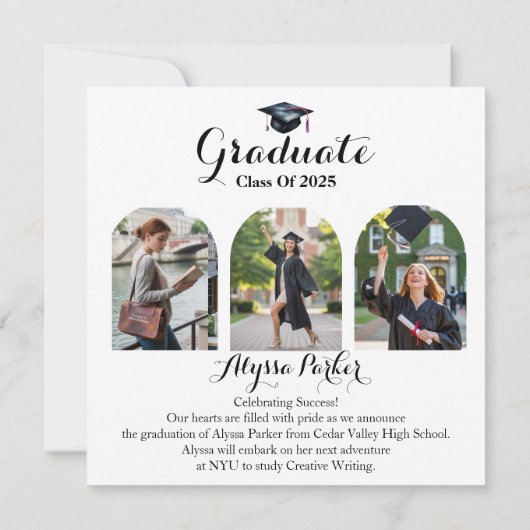 4 foto's High School Afstuderen Aankondiging (Achterkant)