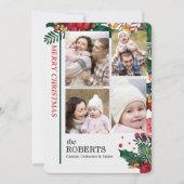 4 foto's Holly en bessen Kerstmis Feestdagenkaart (Voorkant)