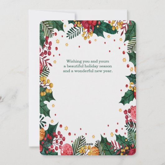 4 foto's Holly en bessen Kerstmis Feestdagenkaart (Achterkant)