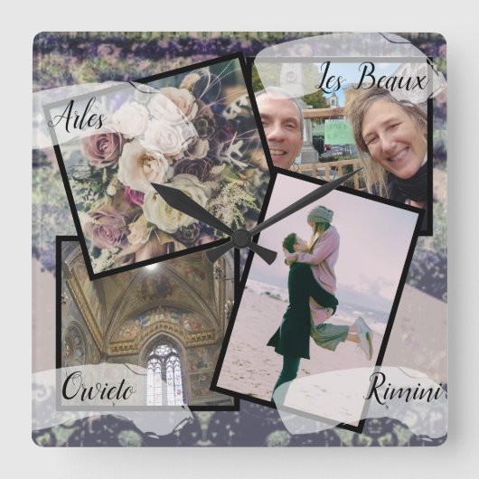 4 Foto's HoneyMoon Steampunk Vierkante Klok (Voorkant)