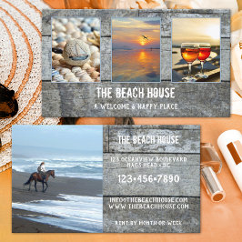 4 Foto's Houtboomploofportefeuille met weershout Visitekaartje