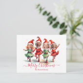4 foto's kerst elven feestdagenkaart (Staand voorkant)