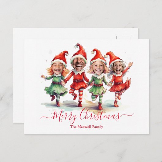 4 foto's kerst elven feestdagenkaart (Voorkant / Achterkant)