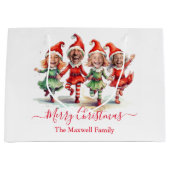 4 foto's kerst elven groot cadeauzakje (Voorkant)