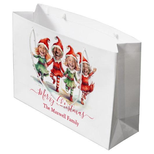 4 foto's kerst elven groot cadeauzakje (Achterkant Gekanteld)