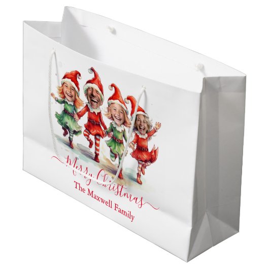 4 foto's kerst elven groot cadeauzakje (Voorkant Gekanteld)