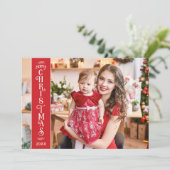 4 foto's Merry Kerstred familie Feestdagenkaart (Staand voorkant)