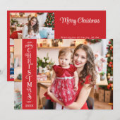 4 foto's Merry Kerstred familie Feestdagenkaart (Voorkant / Achterkant)