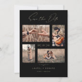 4 Foto's Modern Collage Wedding Wimshical Script Save The Date (Voorkant)